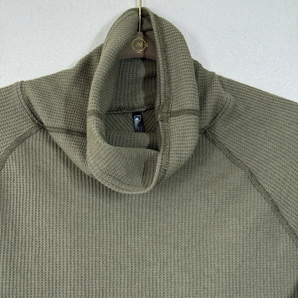 Kuhl Top Womens Large Green Petra Turtleneck Performance Lightweight Waffle Knit